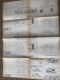 Photo of Plany Modelarskie 38 A1 sheets featuring Soviet tanks T34, KW, IS, T70, SU76, SU85 & ISU122-152 by LOK, 1970 edition.