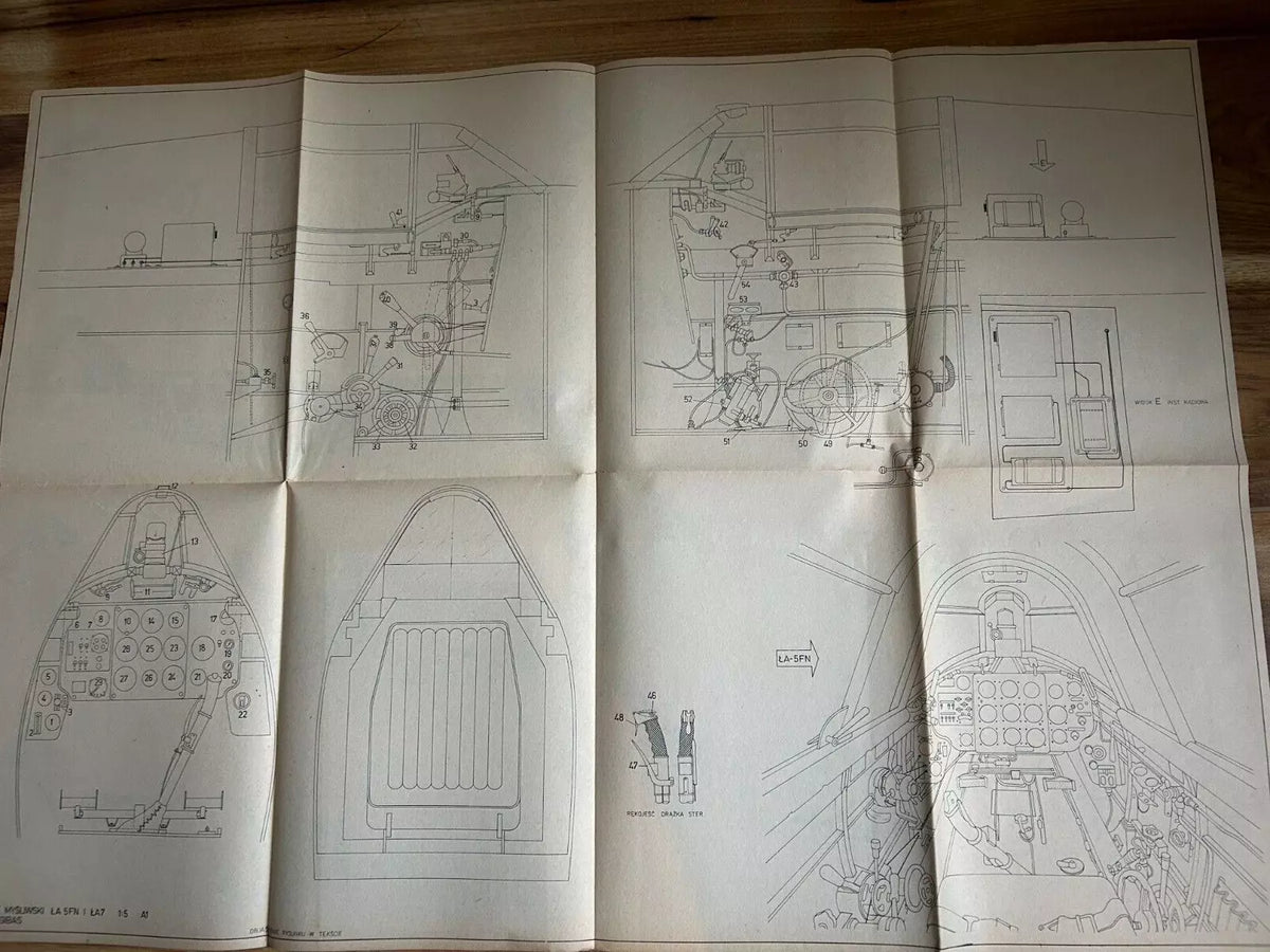 Photo of Plany Modelarskie 106 blueprints for Ła-5FN and Ła-7 fighter planes, LOK 1980 edition.