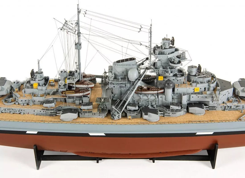 Photo of the 1:200 scale wooden model kit of the WWII battleship Bismarck by Amati