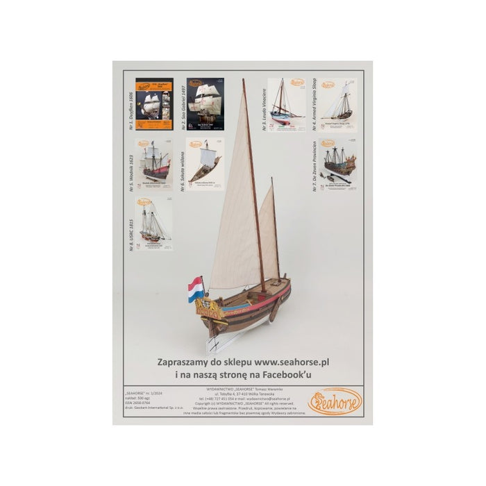 Photo of 17th century Speeljacht Dutch yacht model kit by Seahorse Publishing in 1:50 scale