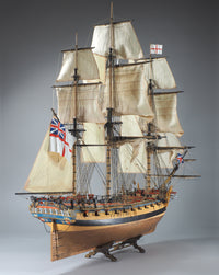 Image of the Shipyard HMS Mercury Card Model Kit, showcasing the detailed laser-cut frame and high-quality card components for an authentic replica of the historic ship.