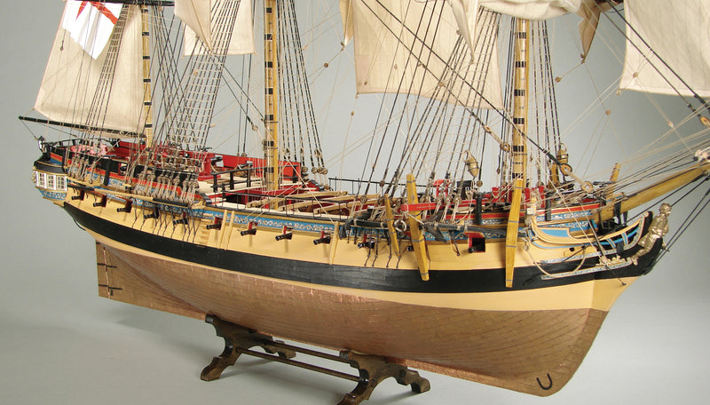 Image of the Shipyard HMS Mercury Card Model Kit, showcasing the detailed laser-cut frame and high-quality card components for an authentic replica of the historic ship.