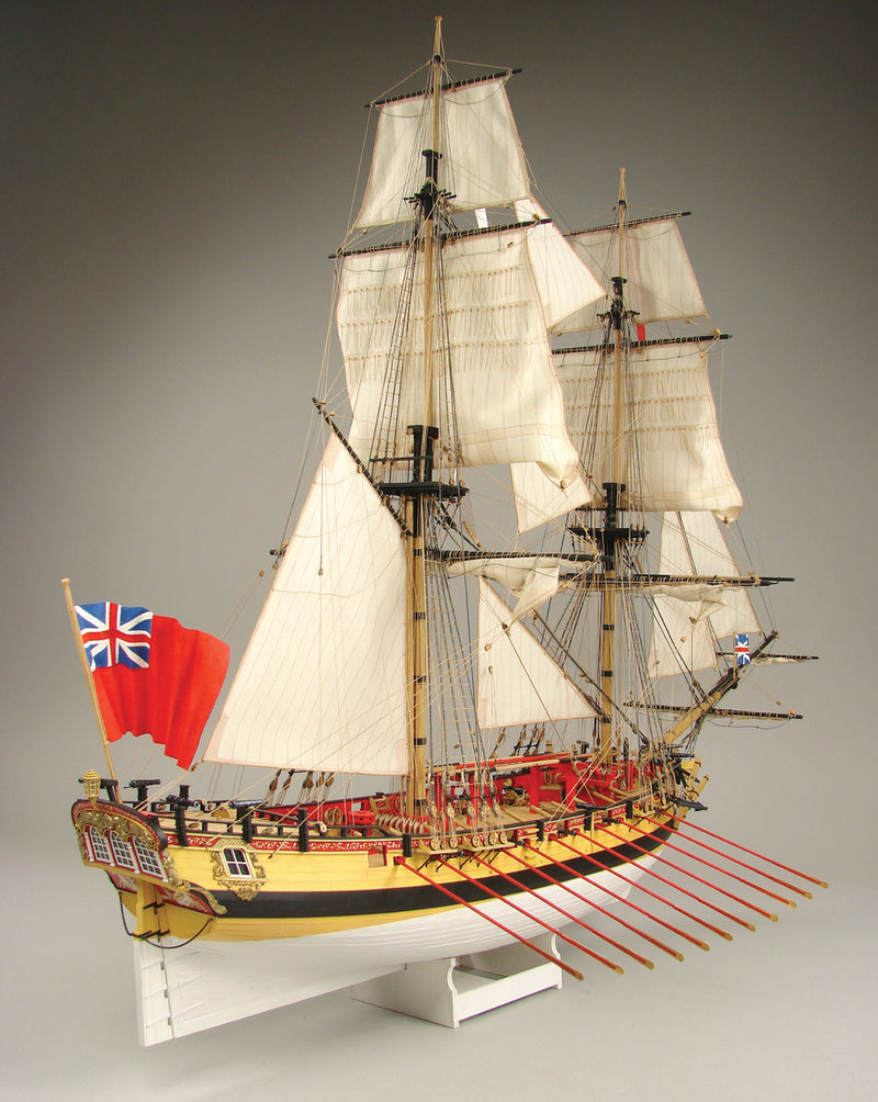 Photo of Shipyard's HMS WOLF Card Model Kit, showcasing the detailed laser-cut frame and high-quality materials, ideal for building an accurate historical ship model.