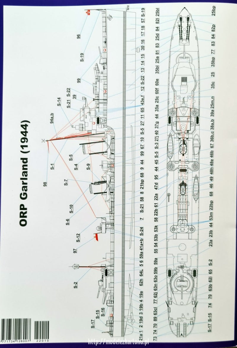 Image of the ORP GARLAND 1:200 Scale Card Model Kit by WAK Publishing, showcasing the detailed design and high-quality card stock components.