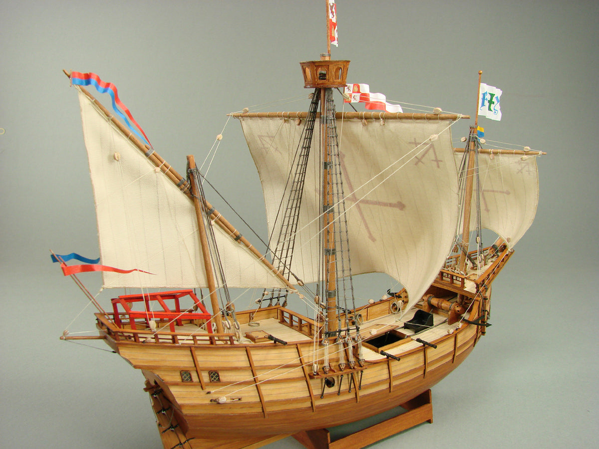 Image of the Shipyard Caravel Pinta Card Model Kit, showcasing the detailed card components and historical design, perfect for model shipbuilding enthusiasts.