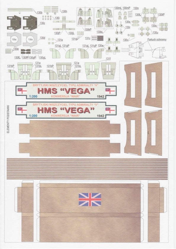 Image of HMS VEGA 1:200 Scale Card Model Kit by WAK Publishing, showcasing the detailed design and precision-cut card pieces for historical model building.
