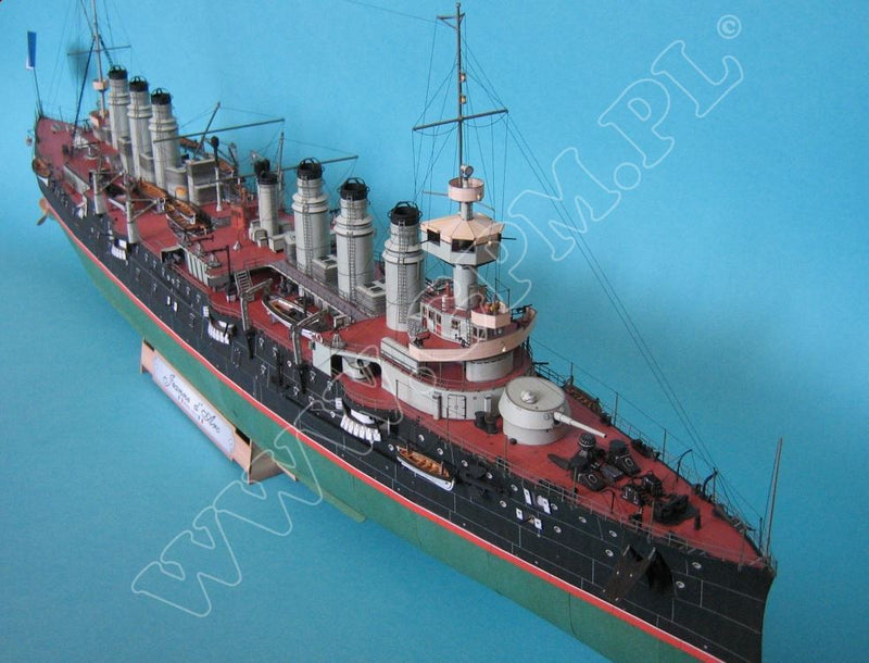 Image of the Jeanne d'Arc 1:200 Scale Card Model Kit by WAK Publishing, showcasing the detailed and historically accurate replica of the famous French cruiser.