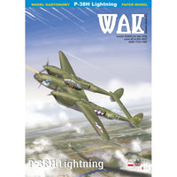 Image of the P-38H Lightning model from WAK Publishing, showcasing a detailed replica of the iconic WWII fighter aircraft with twin-boom design and accurate historical features.